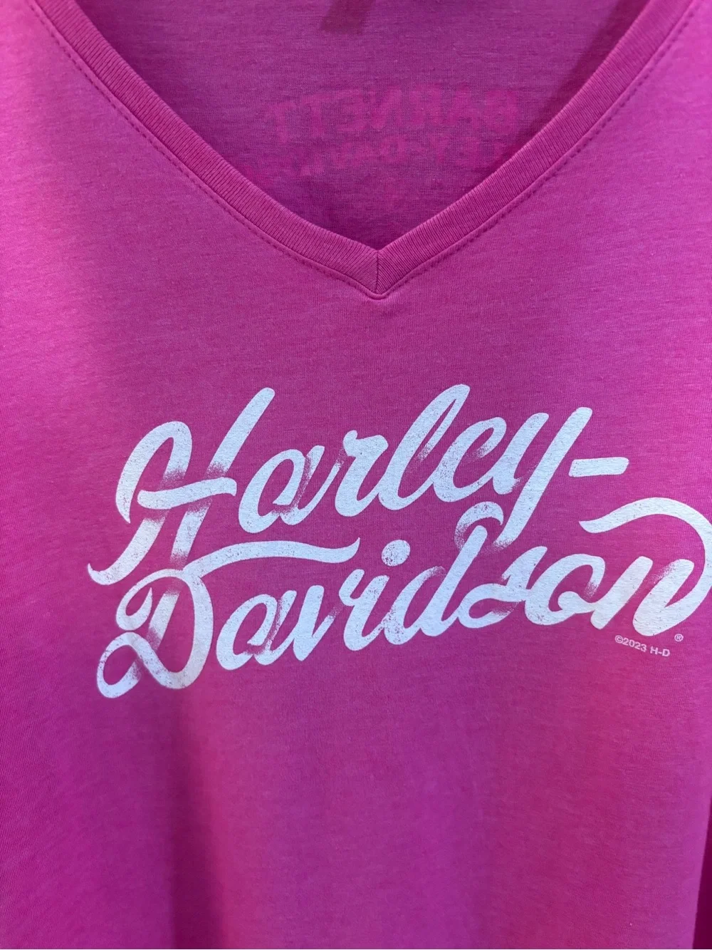 Harley-Davidson Women's Pink V-Neck Logo Tee
